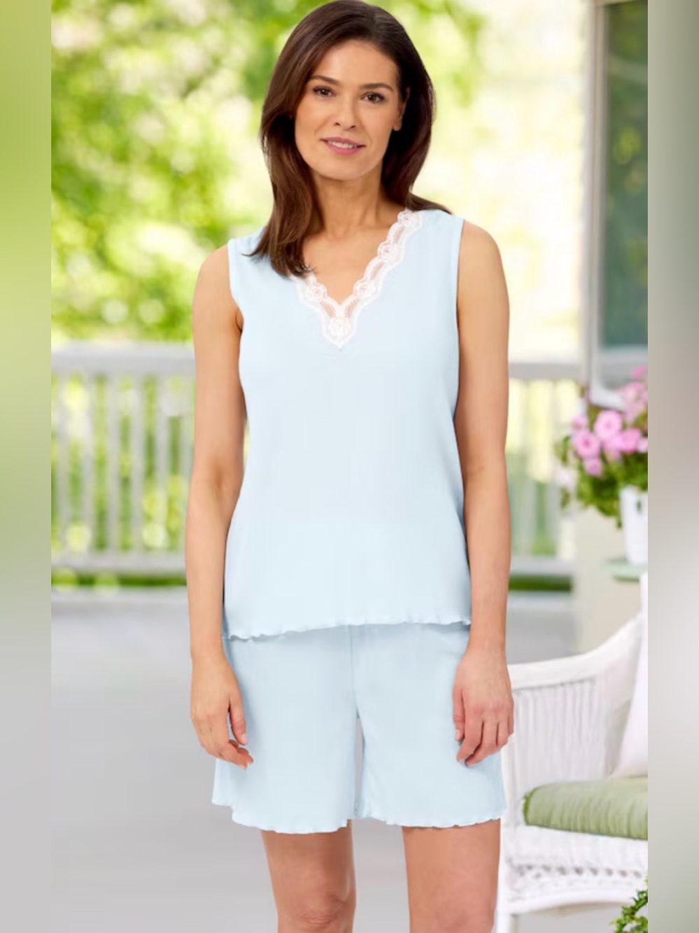 NWT Vermont Country Store Plus Pale Blue Stay Cool 2 Pc Shortie Pajama Set - 3XL